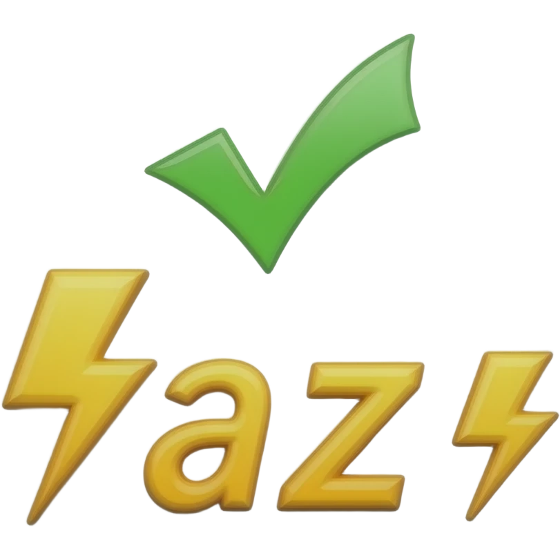 The name Aljaze is spelled out as lightning bolts with a checkmark above it. emoji