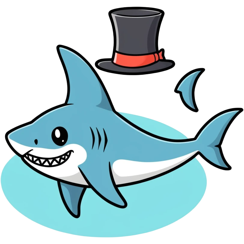 Shark with a top hat emoji