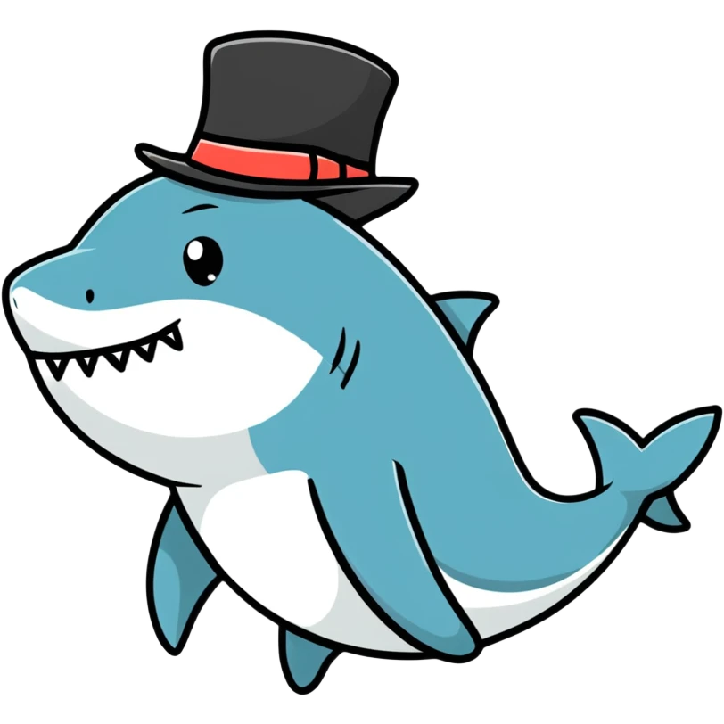 Shark with a top hat emoji