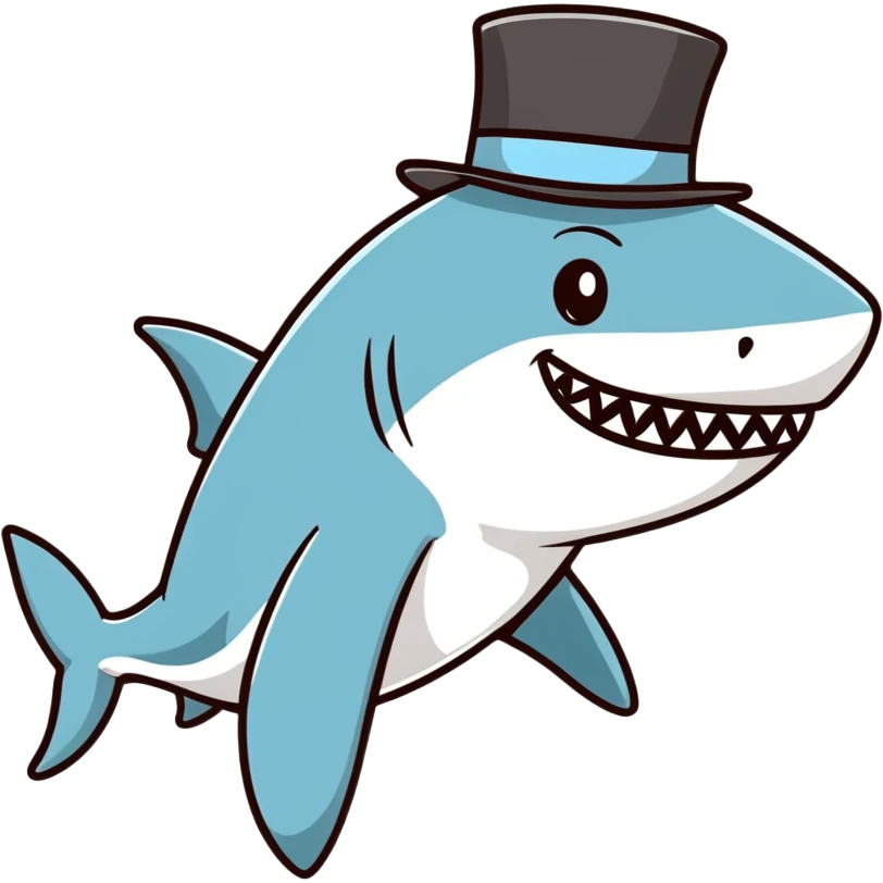 Shark with a top hat emoji