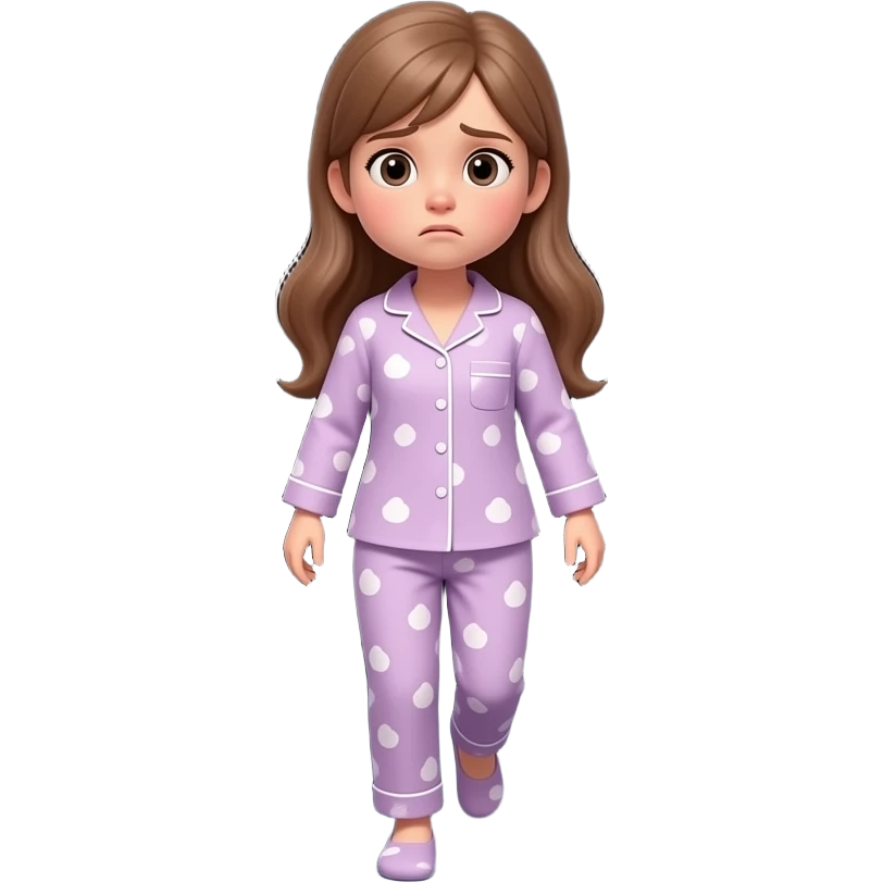 teen girl long hair stepping into a dark hallway worried with pijamas on emoji