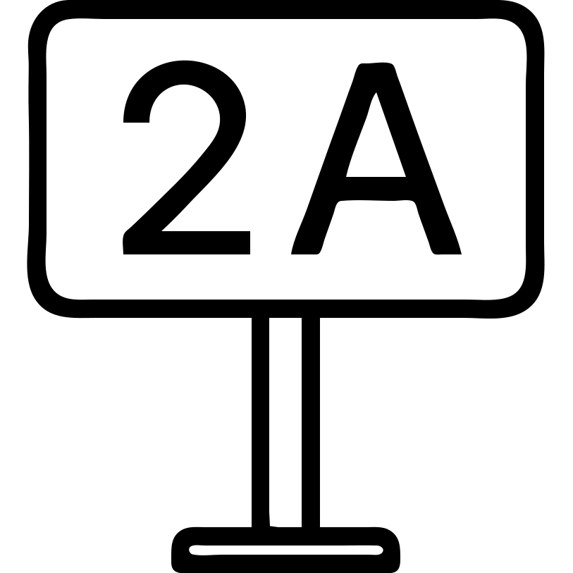 icon with number 2 and letter A, stylized as a school sign, minimalist emoji