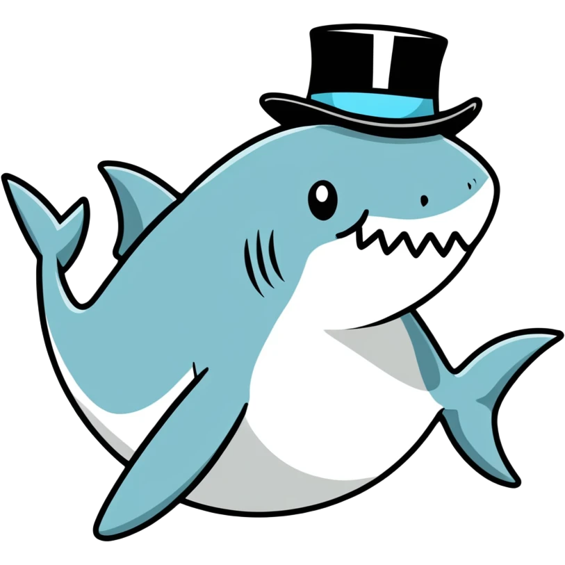 Shark with a top hat emoji