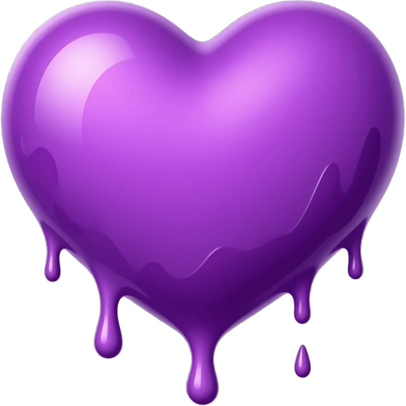 dripping bleeding purple heart glowing purple black warmth emoji