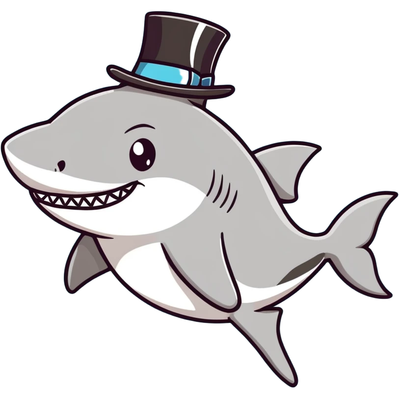 Shark with a top hat emoji