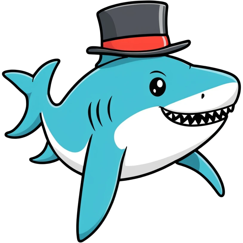Shark with a top hat emoji