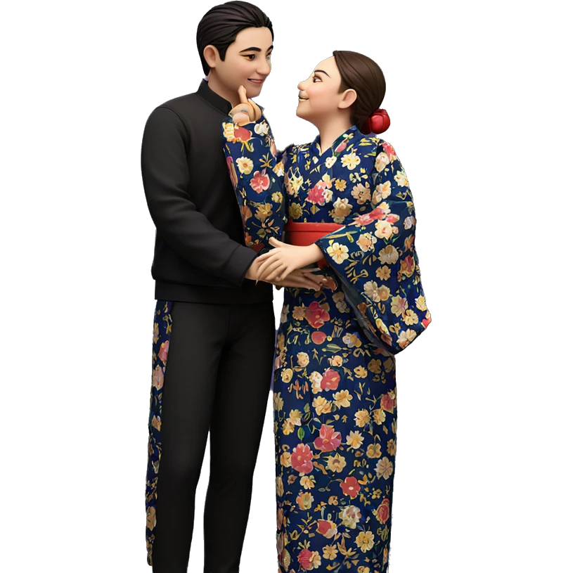 romantic japanese couple portrait emoji