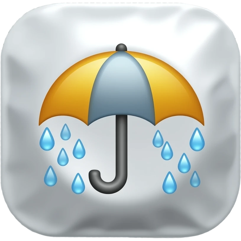 Rain drops over an umbrella emoji but on a condom wrap emoji