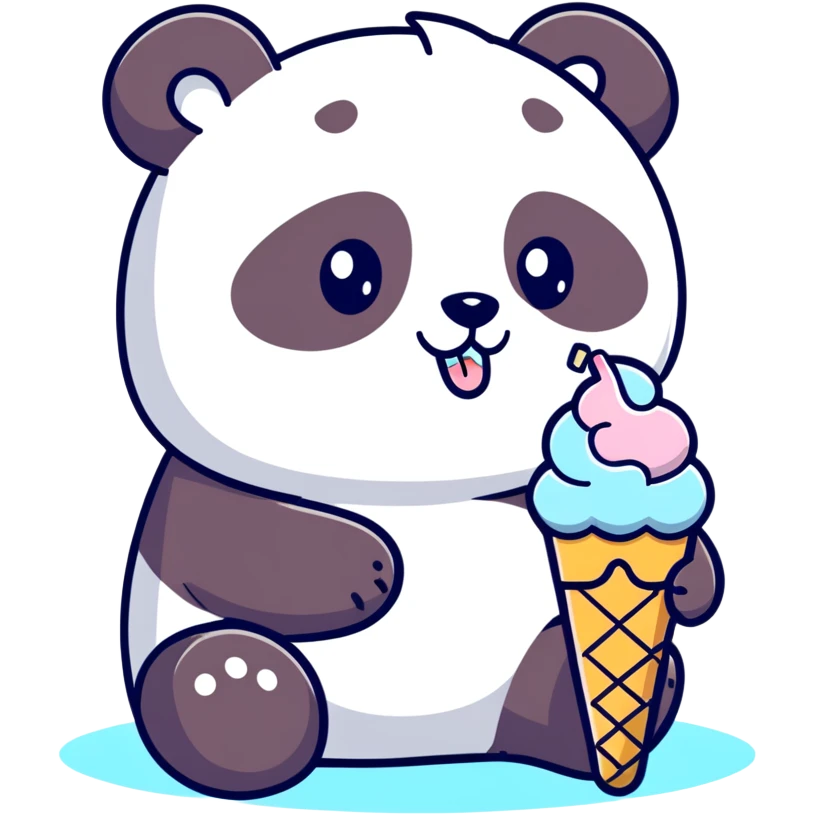 Panda eating ice cream emoji