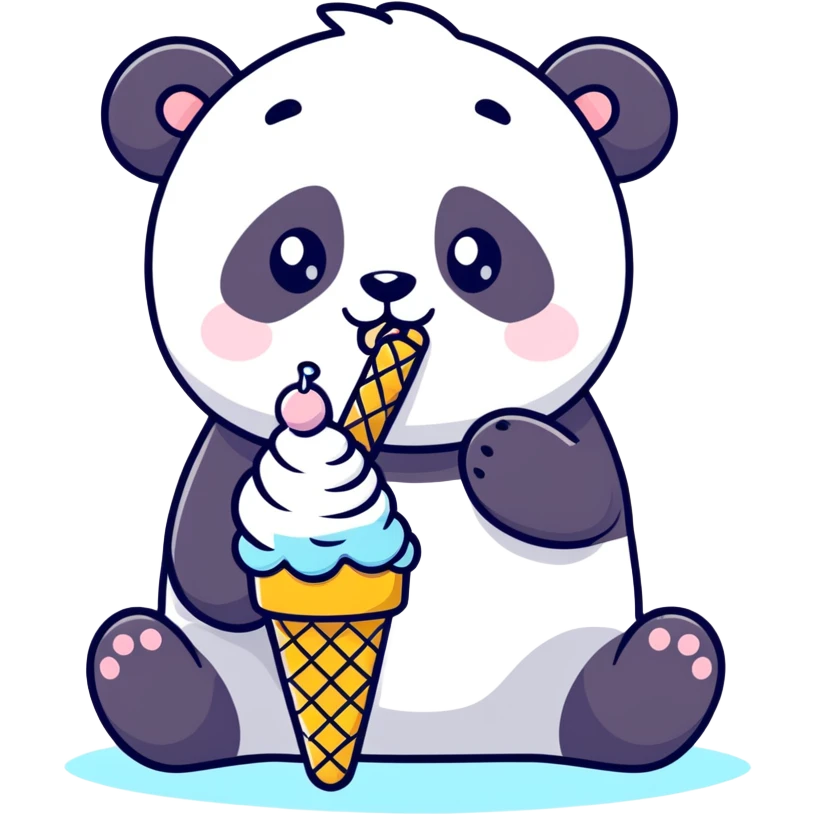 Panda eating ice cream emoji