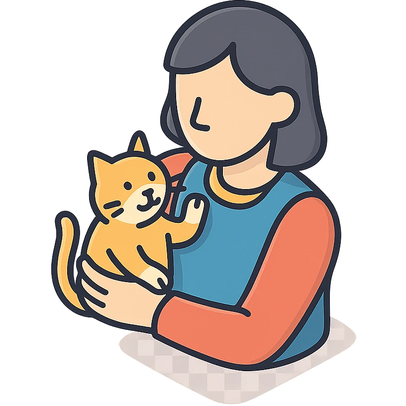 женщина с кошкой - кошка машет лапой emoji