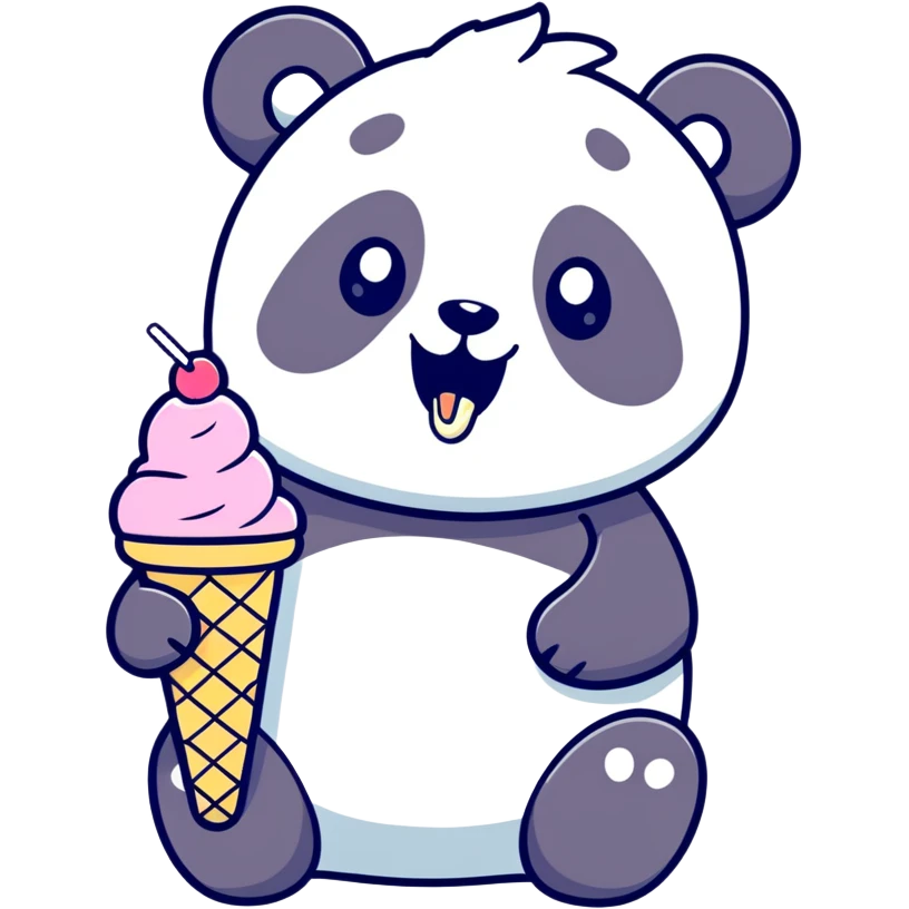 Panda eating ice cream emoji