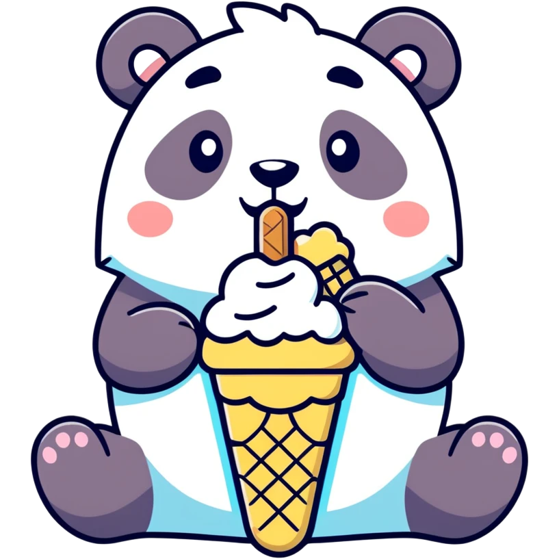 Panda eating ice cream emoji