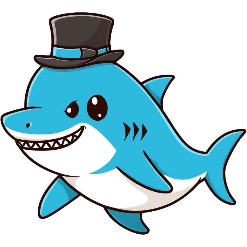 Shark with a top hat emoji