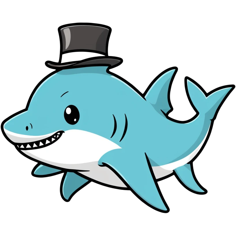 Shark with a top hat emoji