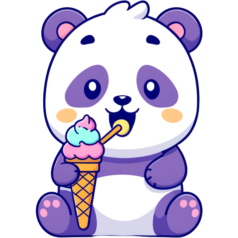 Panda eating ice cream emoji