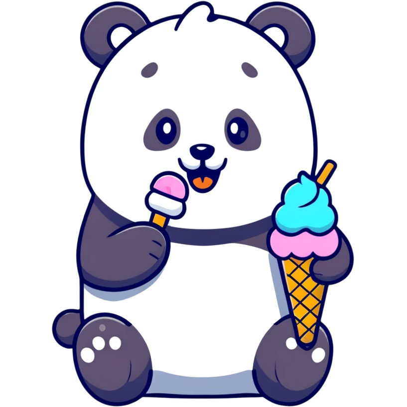 Panda eating ice cream emoji