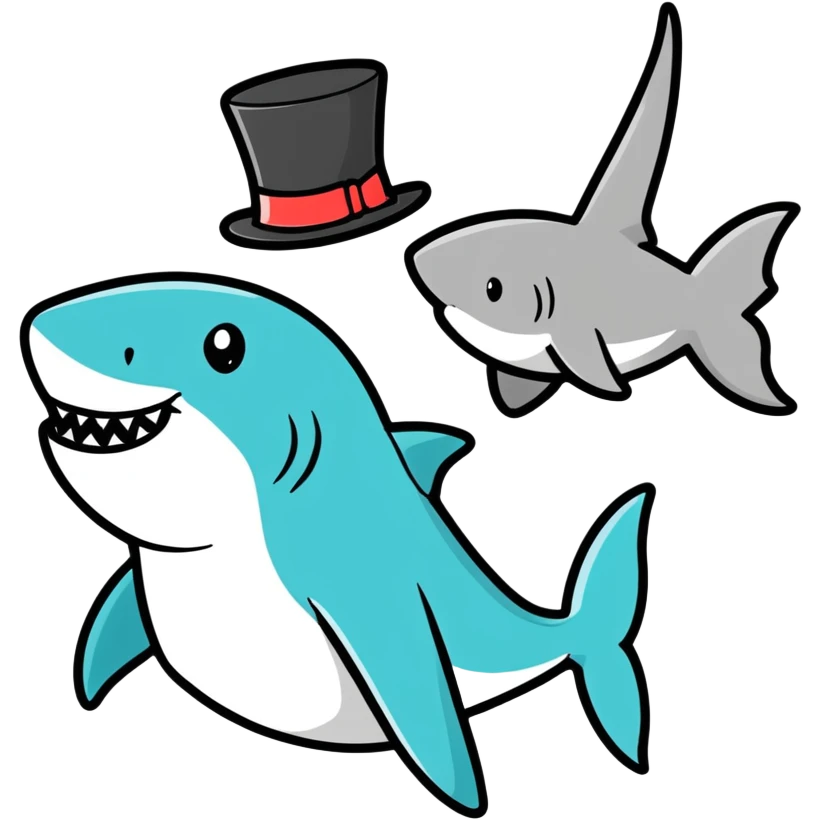 Shark with a top hat emoji