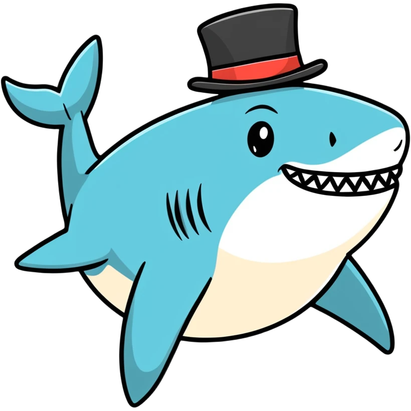 Shark with a top hat emoji