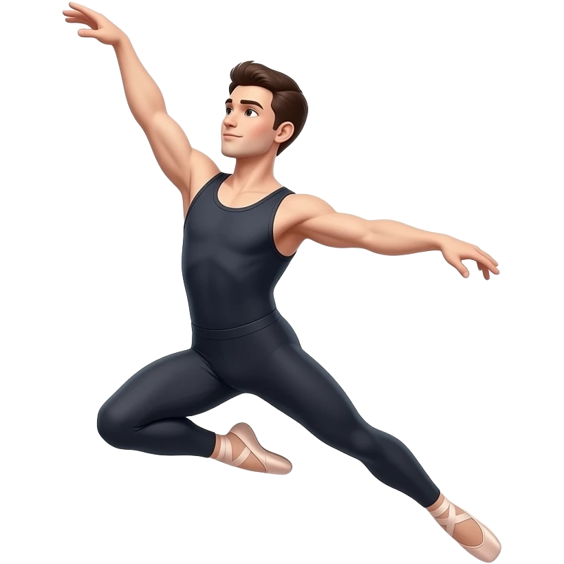 Una bailarina hombre haciendo un salto emoji