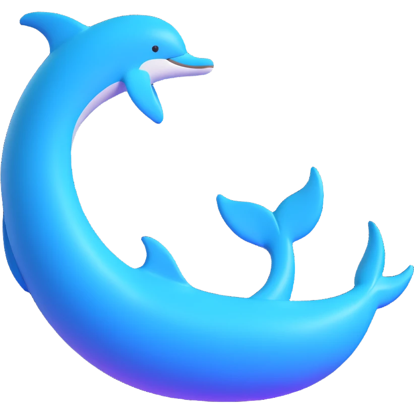minimal and elegant 3D dolphin's tail with soft gradients emoji