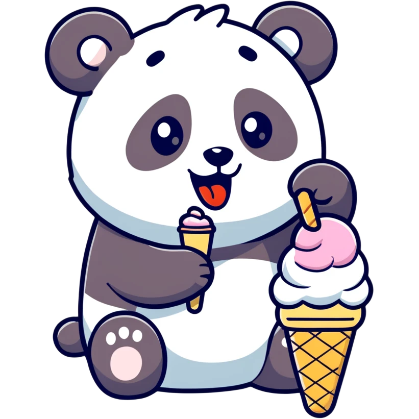 Panda eating ice cream emoji