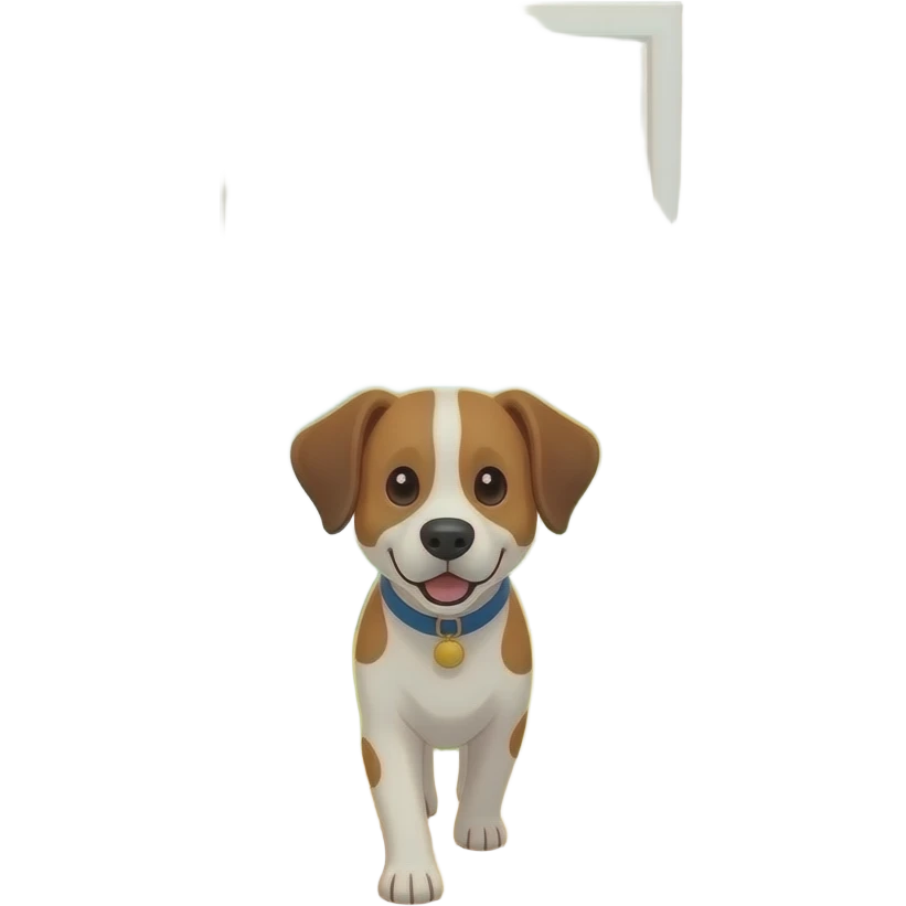 The dog walks into the bright living room emoji