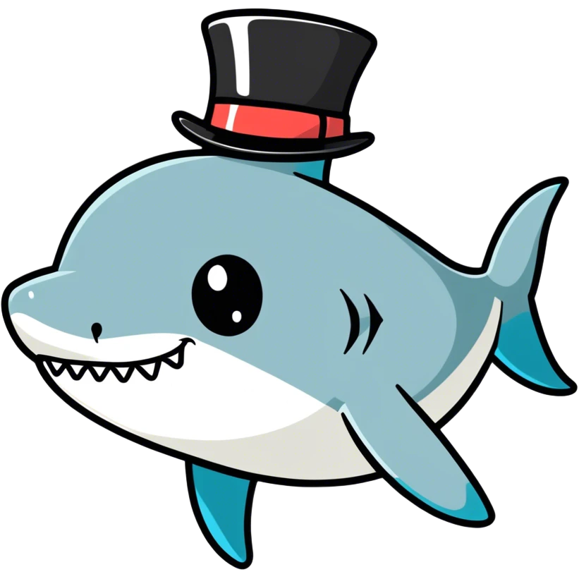 Shark with a top hat emoji