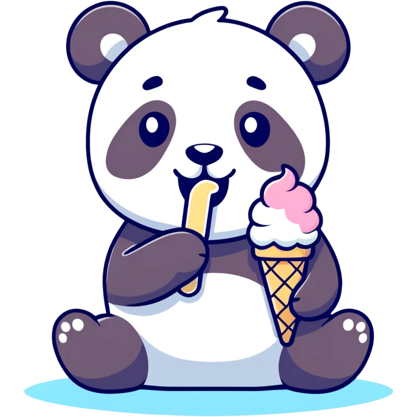 Panda eating ice cream emoji