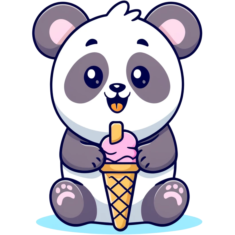 Panda eating ice cream emoji