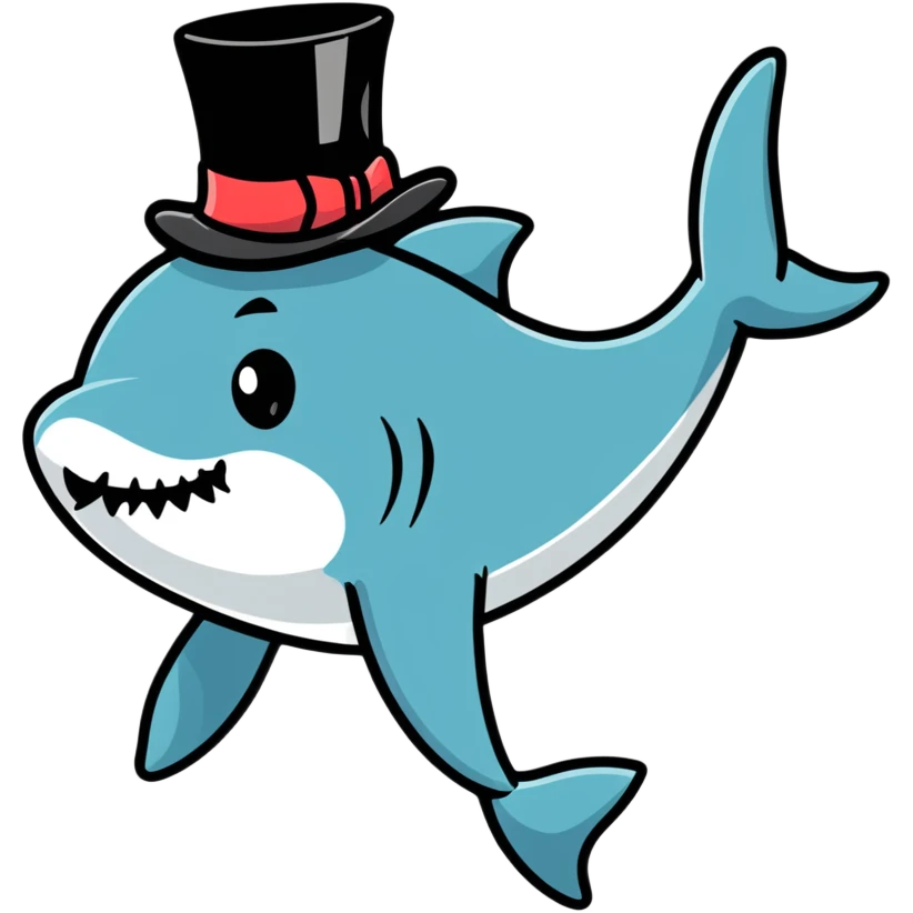 Shark with a top hat emoji
