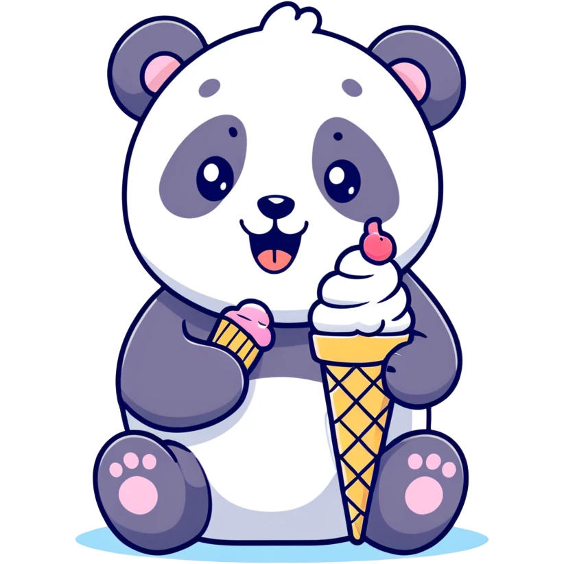 Panda eating ice cream emoji