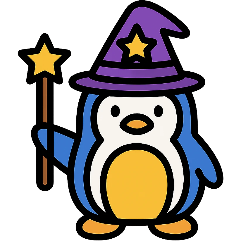 A penguin wizard emoji