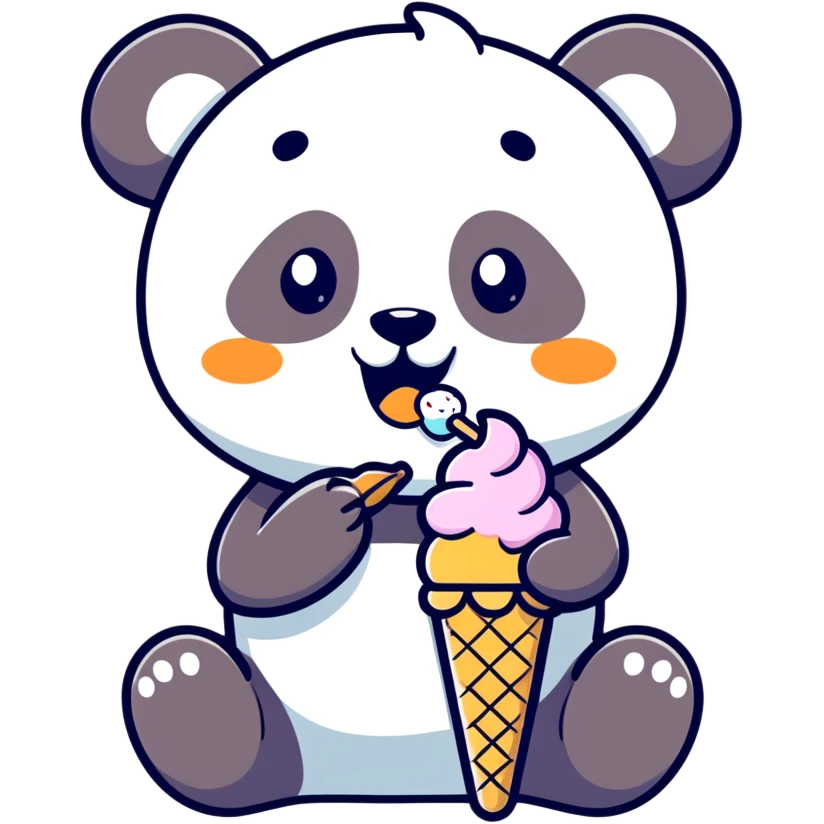 Panda eating ice cream emoji