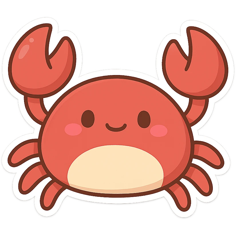 一只可爱的小螃蟹，肚皮是浅色的 emoji