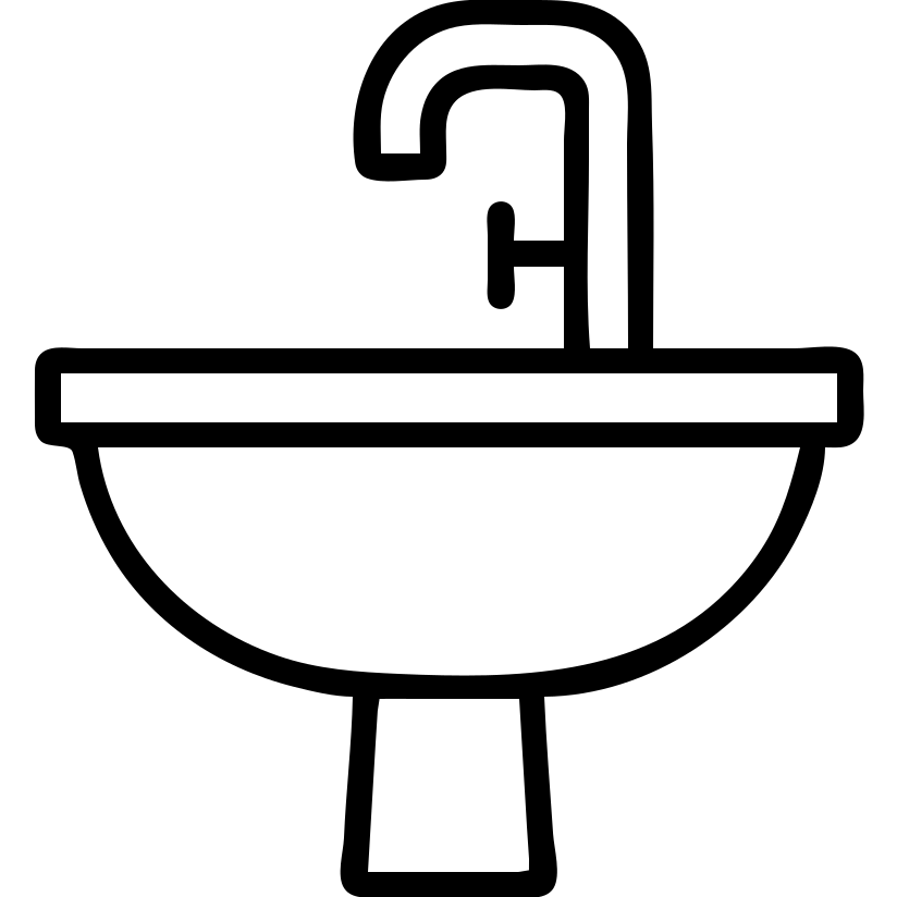 极简线条风格洗手台 emoji，突出洗手池和水龙头 emoji