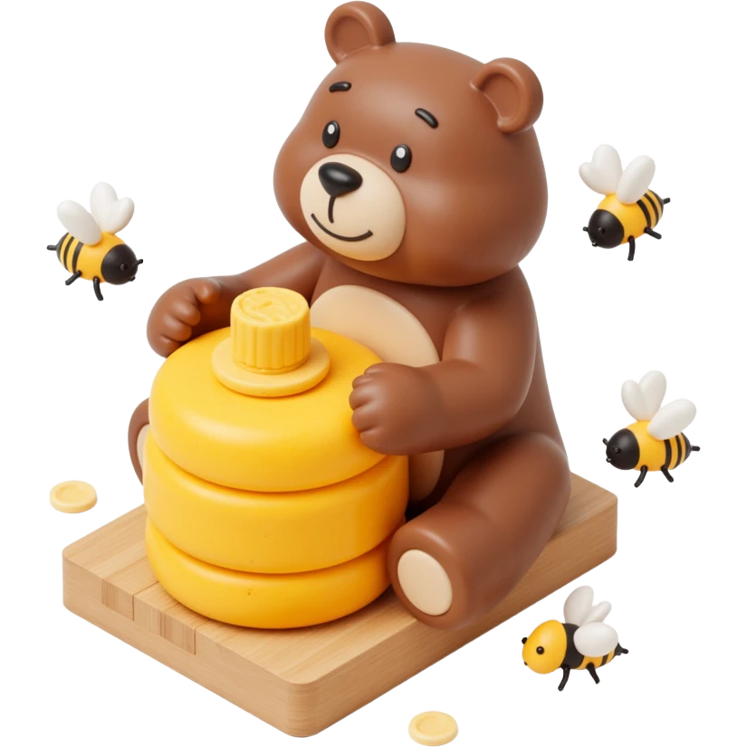 bear eating honeycomb with bees flying around emoji