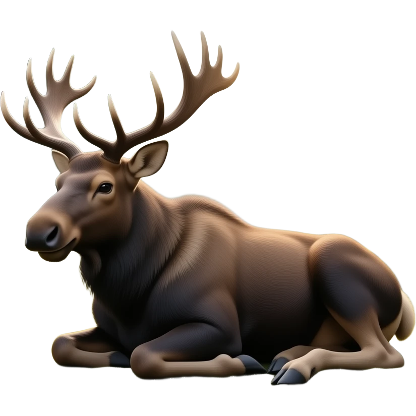 moose resting on the ground, relaxed looking to the left emoji