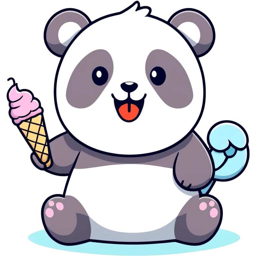 Panda eating ice cream emoji