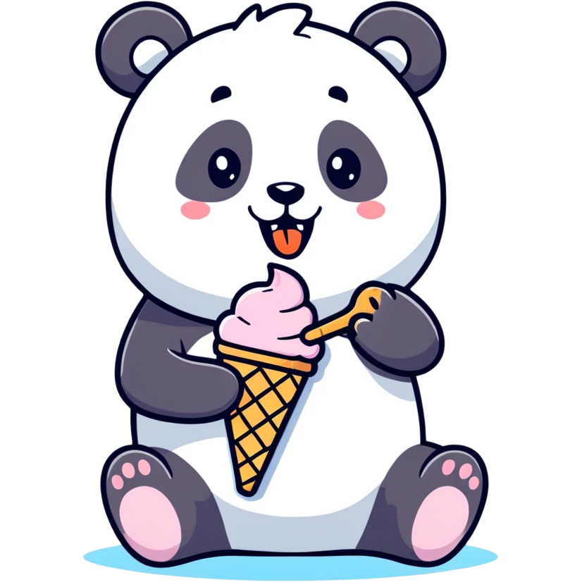 Panda eating ice cream emoji
