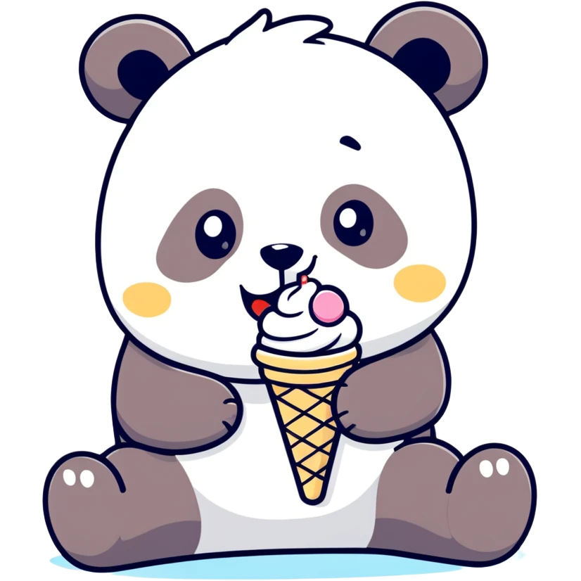 Panda eating ice cream emoji