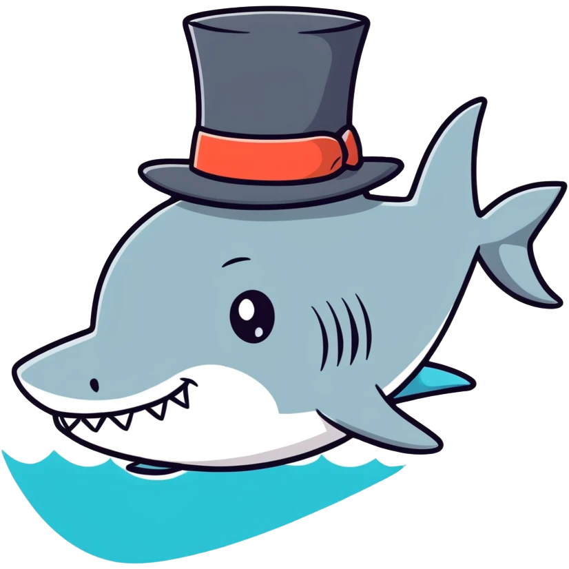 Shark with a top hat emoji