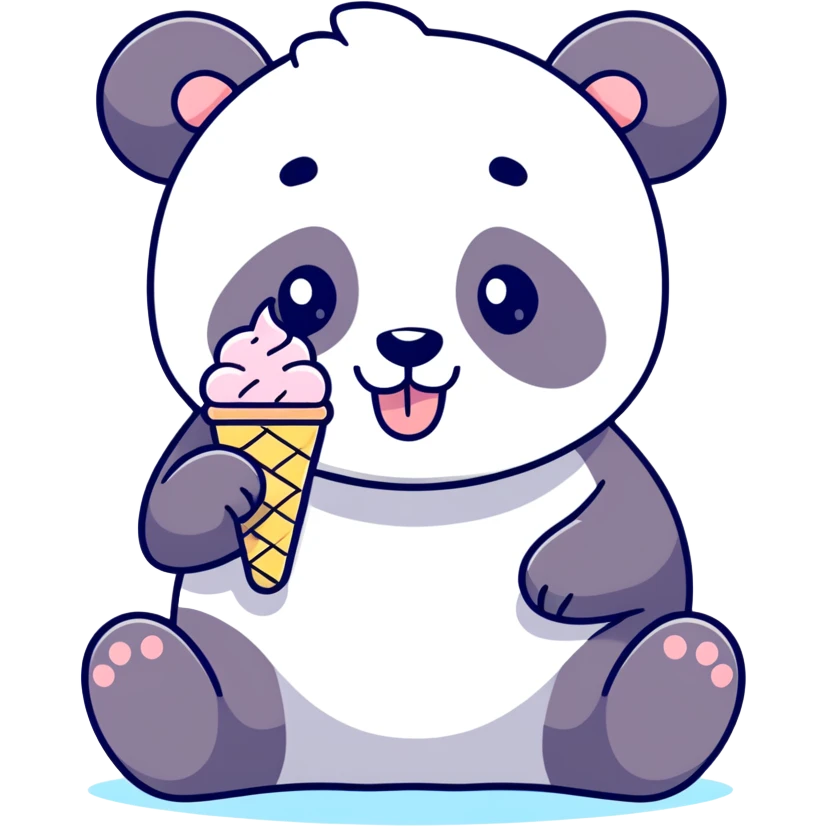 Panda eating ice cream emoji
