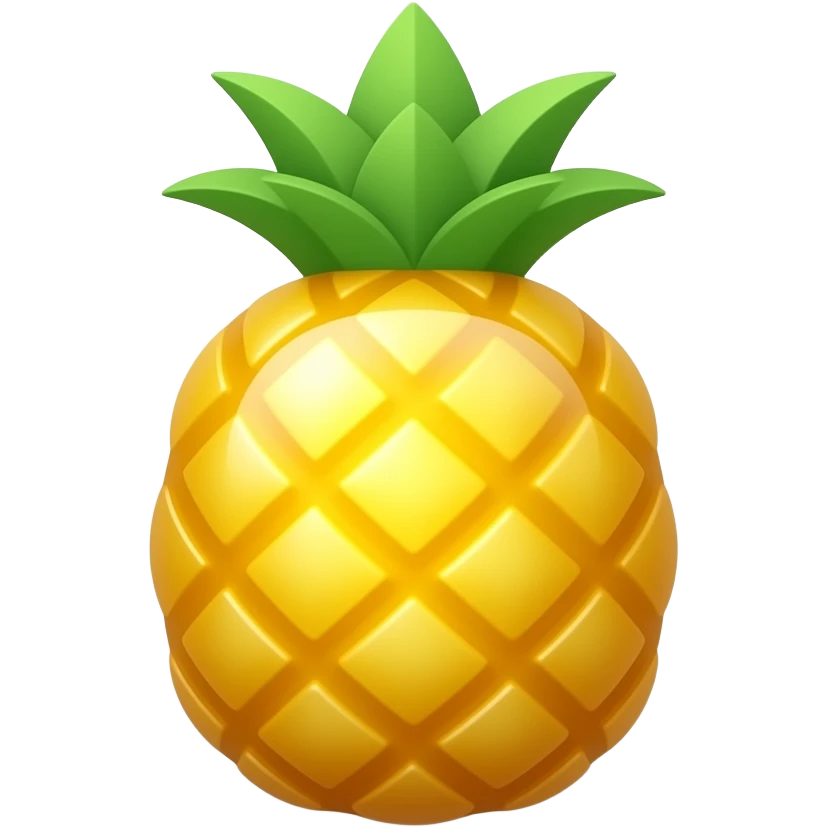 Create high-quality glossy emojis with a vibrant modern style.Make the emojis look premium, shiny, and eye-catching with bright highlights, smooth gradients, soft reflections, and glowing details.  pineaplle emoji emoji