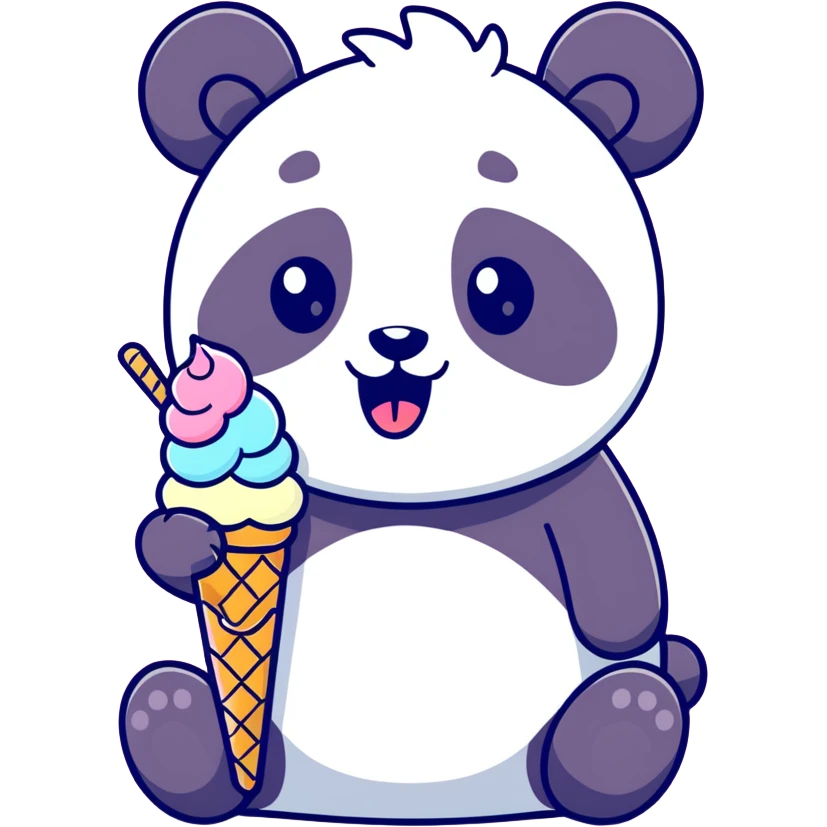 Panda eating ice cream emoji