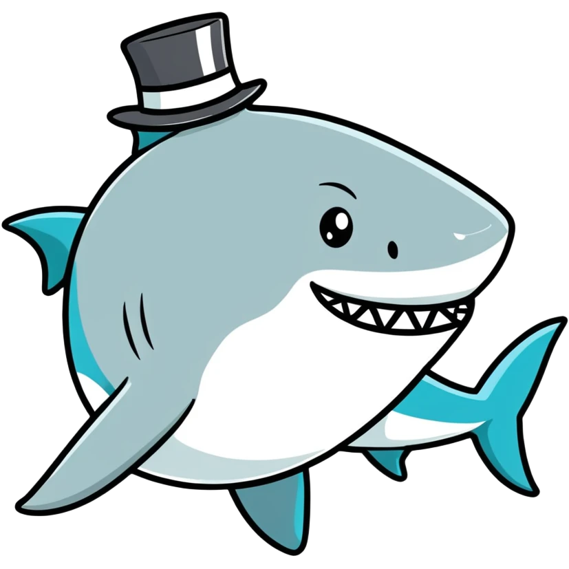 Shark with a top hat emoji