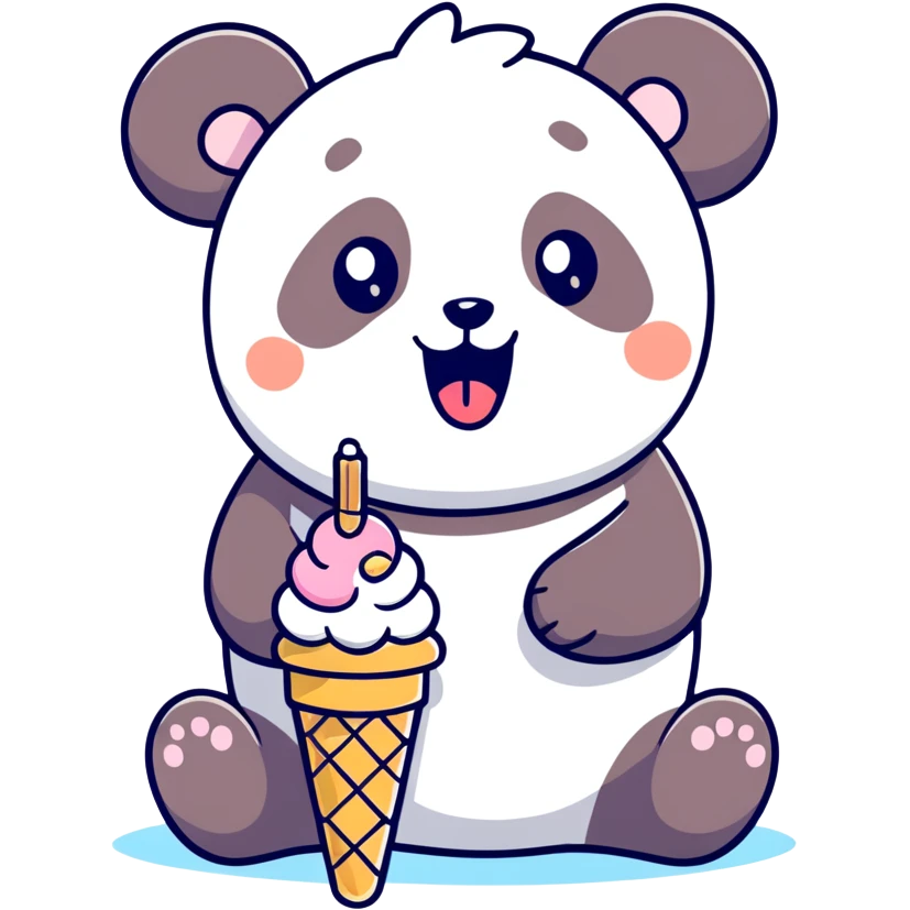 Panda eating ice cream emoji