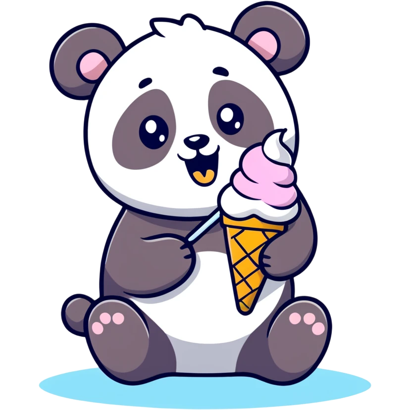 Panda eating ice cream emoji