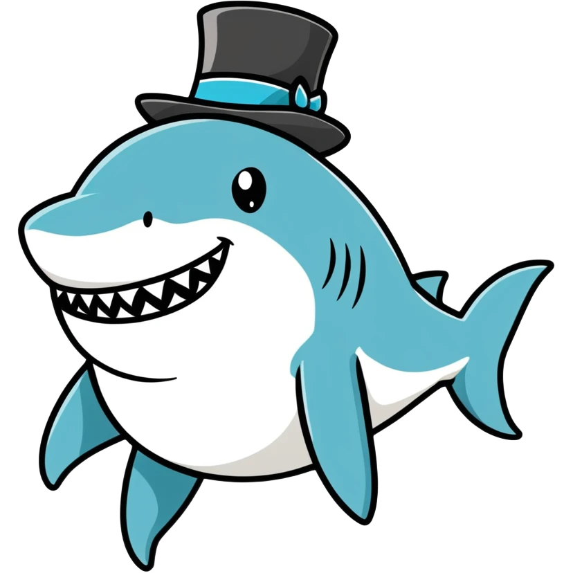 Shark with a top hat emoji