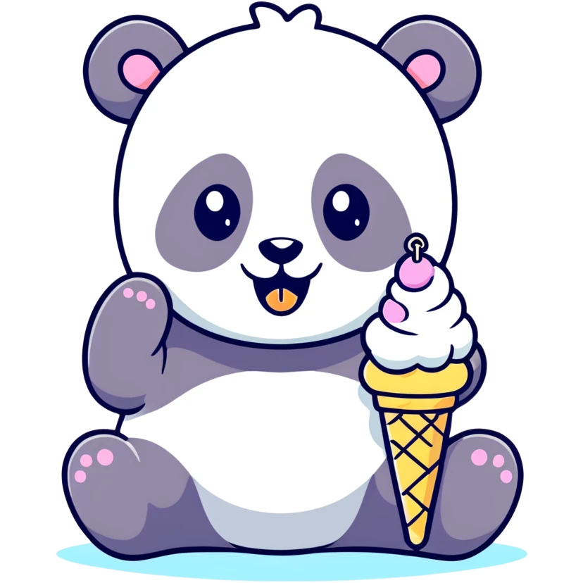 Panda eating ice cream emoji